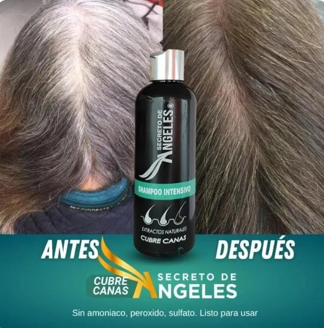 🧴✨ ¡DILE ADIÓS A LAS CANAS CON ESTILO NATURAL! 🔥 OFERTA ESPECIAL: SHAMPOO CUBRE CANAS X 1 UND + 2 OBSEQUIOS 💥