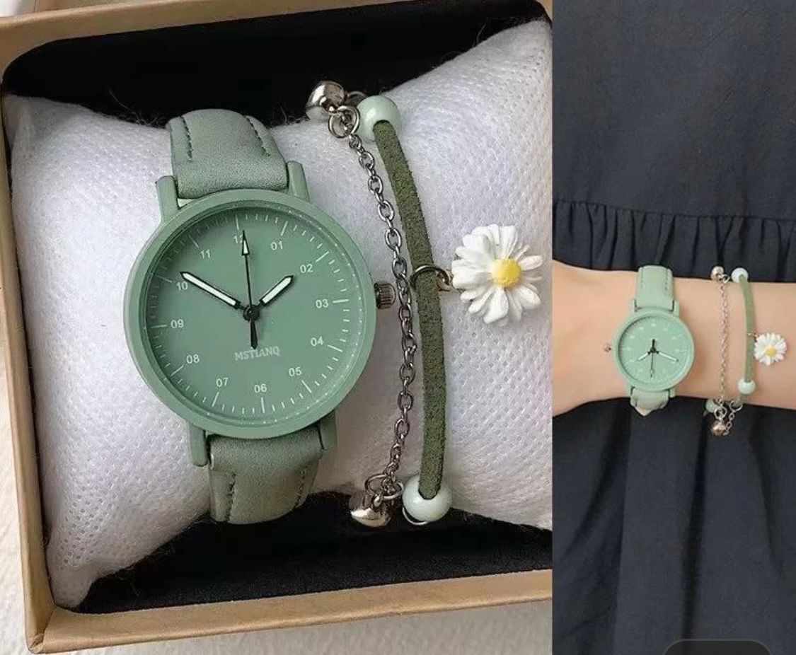 Reloj Ulzzang con Pulsera de Margarita – ¡Oferta por tiempo limitado!