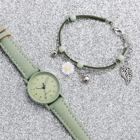 Reloj Ulzzang con Pulsera de Margarita – ¡Oferta por tiempo limitado!