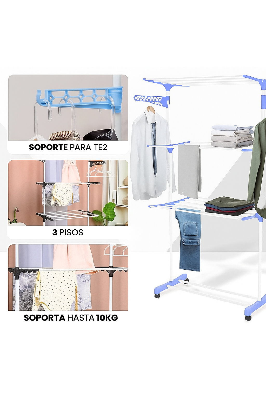 🌟 Tendedero Inteligente 3 en 1 – Organiza, Seca y Gana Espacio en Casa 🌟