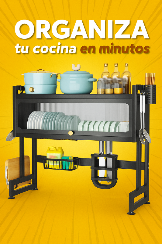 Escurridor de Platos con Gabinete y Repisa Multifuncional!